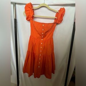 Orange off the shoulder dress